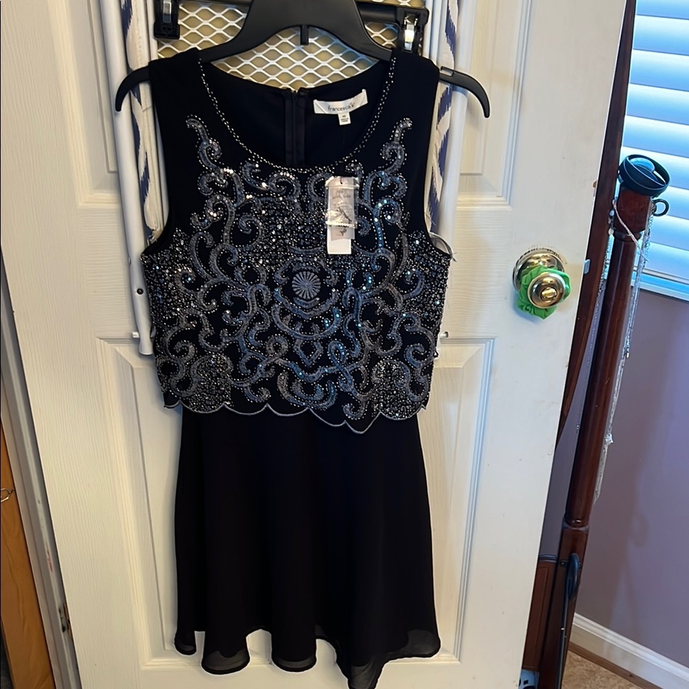 Black Beaded Sleeveless Dress